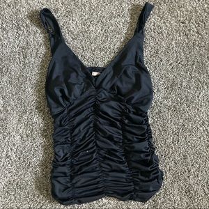 F21 BLACK ROUGED CAMISOLE TOP